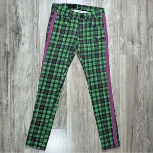 Men’s DECIBEL Watermelon Plaid Pink Tuxedo Stripe Skinny 5 Pocket Pants 30 x 32